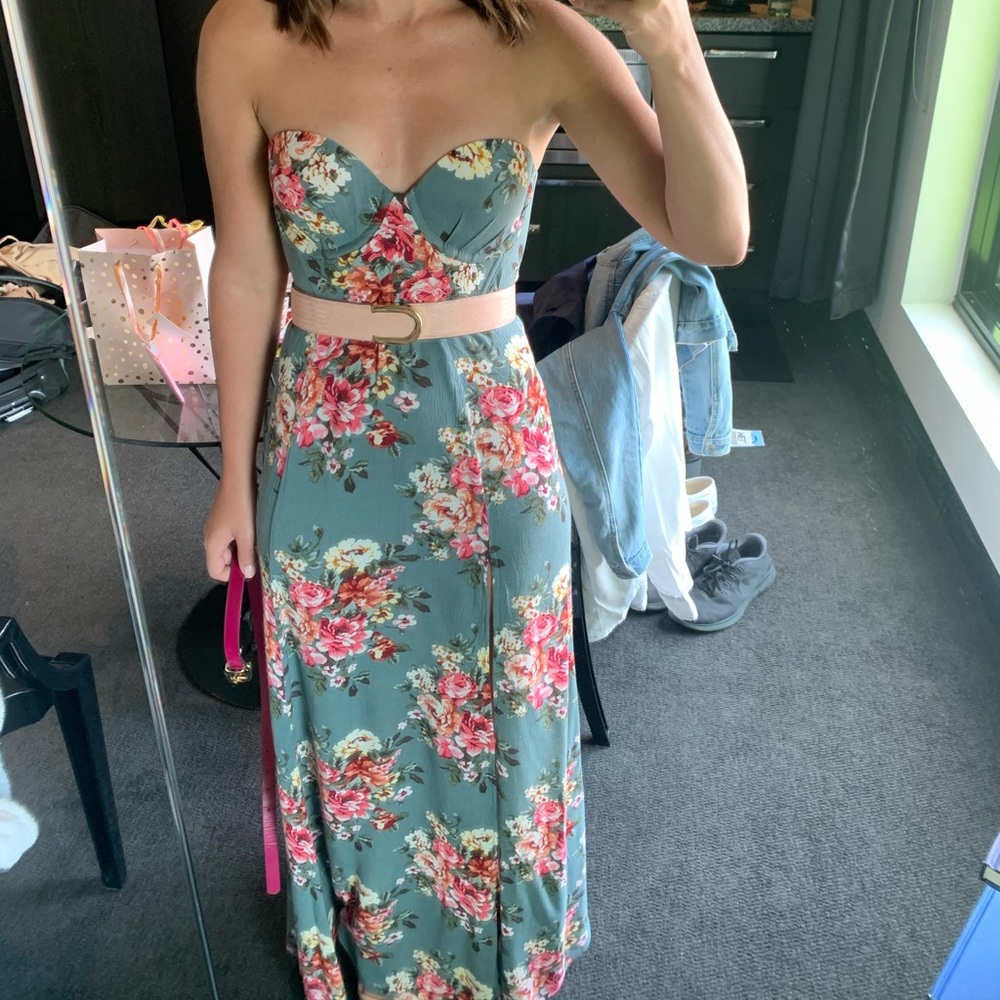 Floral sage maxi dress XS / S - Picture 3 of 7